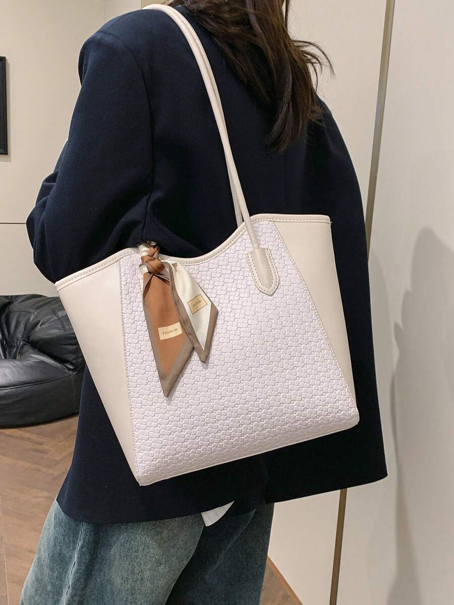 Elegant & Fashionable Tote Shoulder Bag, Crocodile Embossed Charm, Spacious Office/Business Tote, Coffee Color , Office Bag