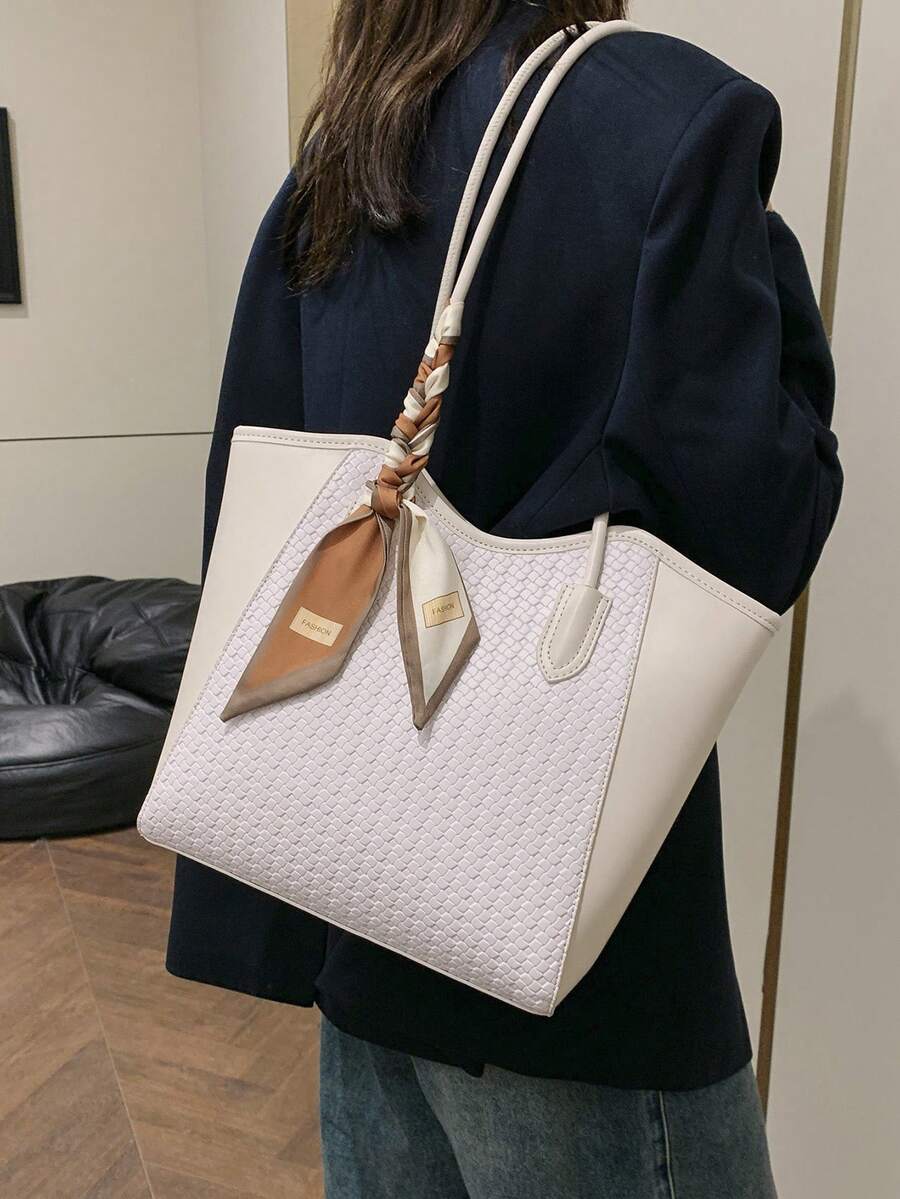 Elegant & Fashionable Tote Shoulder Bag, Crocodile Embossed Charm, Spacious Office/Business Tote, Coffee Color , Office Bag