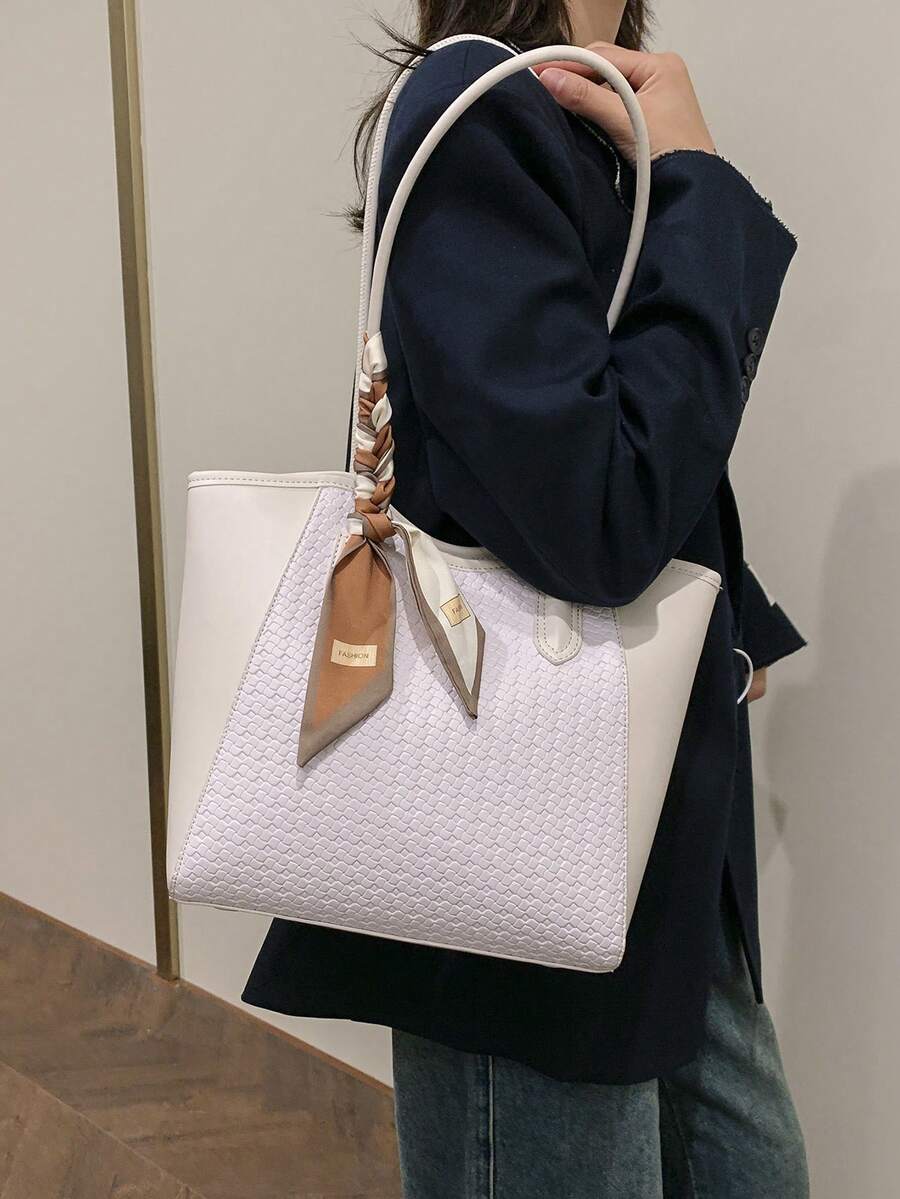 Elegant & Fashionable Tote Shoulder Bag, Crocodile Embossed Charm, Spacious Office/Business Tote, Coffee Color , Office Bag