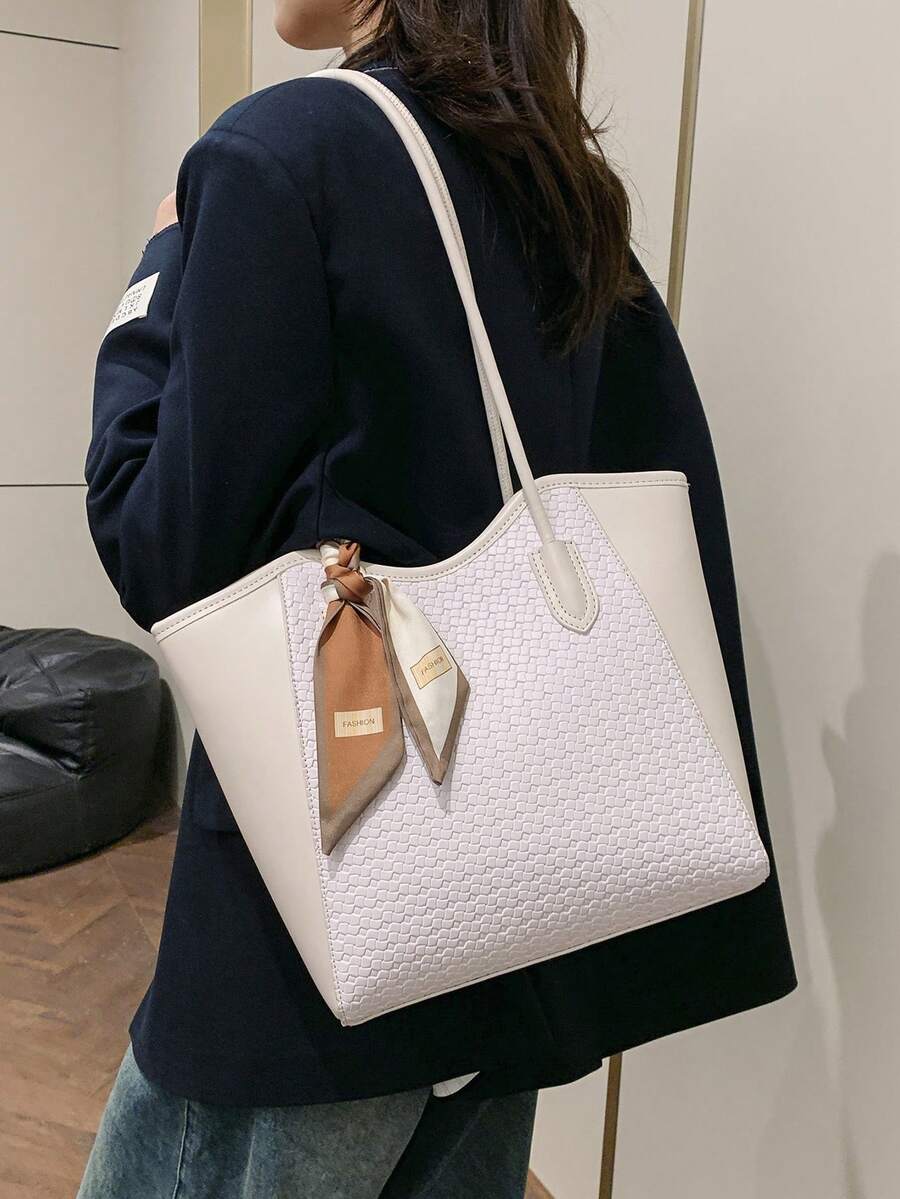 Elegant & Fashionable Tote Shoulder Bag, Crocodile Embossed Charm, Spacious Office/Business Tote, Coffee Color , Office Bag
