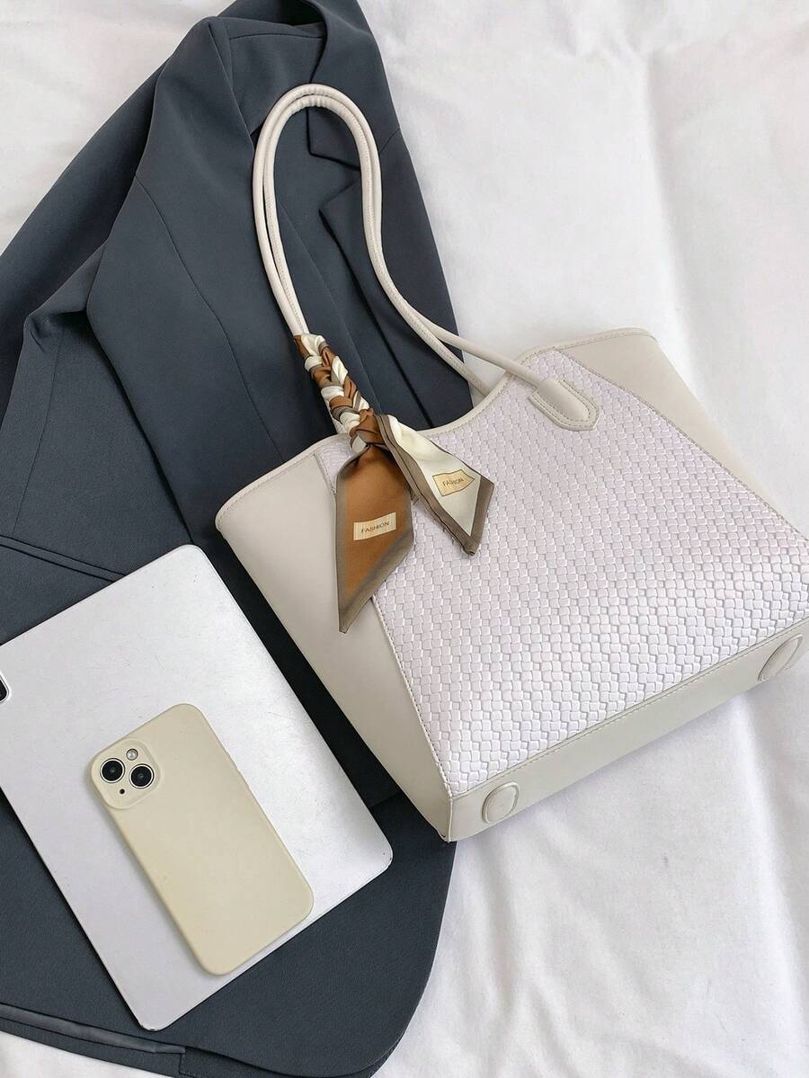 Elegant & Fashionable Tote Shoulder Bag, Crocodile Embossed Charm, Spacious Office/Business Tote, Coffee Color , Office Bag