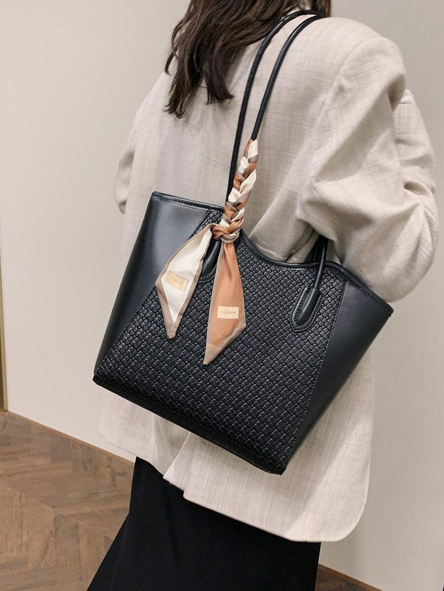 Elegant & Fashionable Tote Shoulder Bag, Crocodile Embossed Charm, Spacious Office/Business Tote, Coffee Color , Office Bag