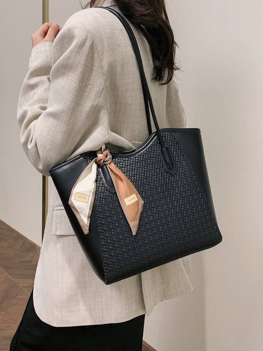 Elegant & Fashionable Tote Shoulder Bag, Crocodile Embossed Charm, Spacious Office/Business Tote, Coffee Color , Office Bag