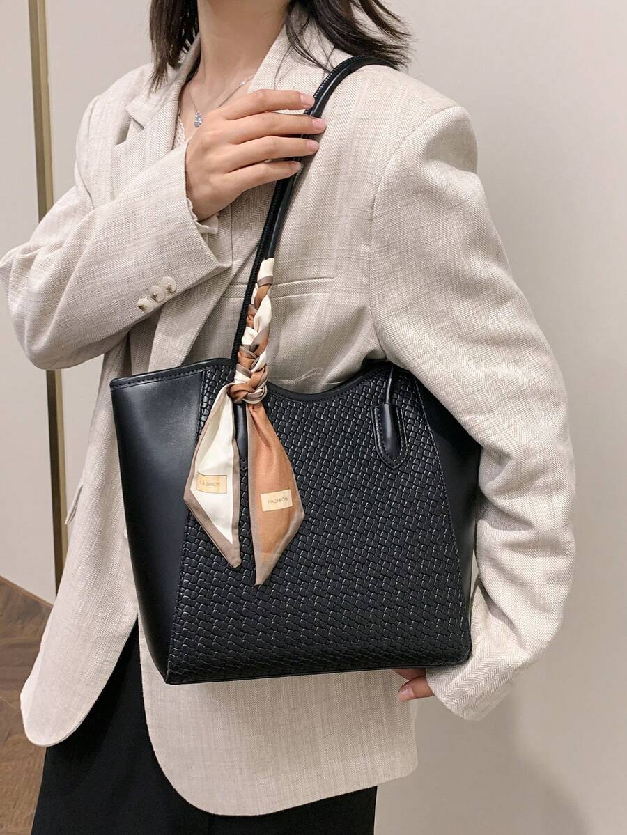 Elegant & Fashionable Tote Shoulder Bag, Crocodile Embossed Charm, Spacious Office/Business Tote, Coffee Color , Office Bag