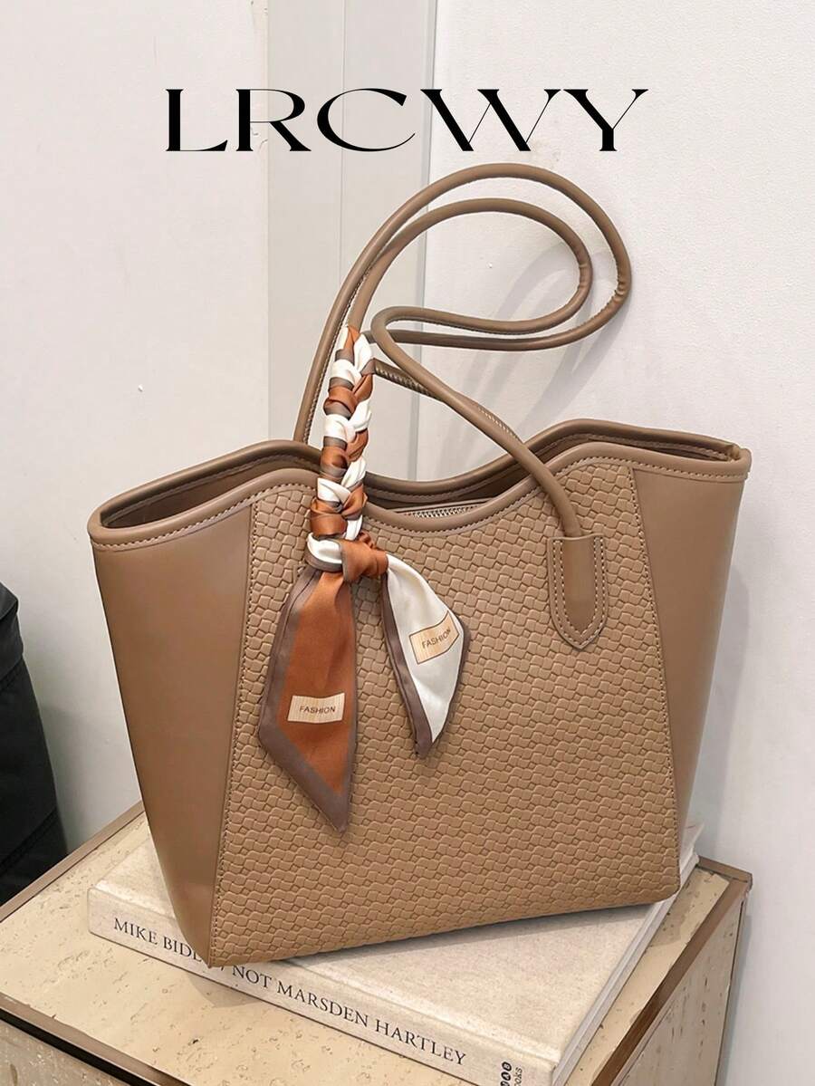 Elegant & Fashionable Tote Shoulder Bag, Crocodile Embossed Charm, Spacious Office/Business Tote, Coffee Color , Office Bag