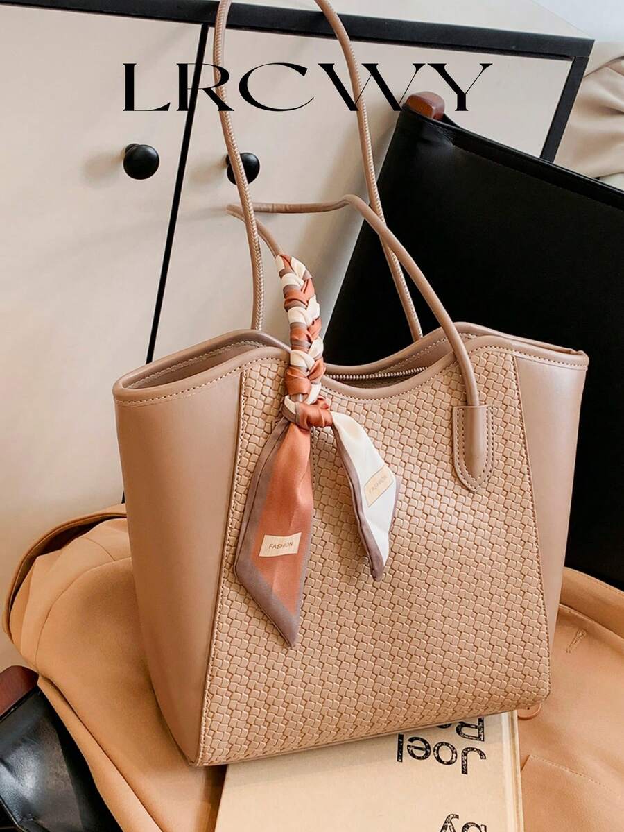 Elegant & Fashionable Tote Shoulder Bag, Crocodile Embossed Charm, Spacious Office/Business Tote, Coffee Color , Office Bag