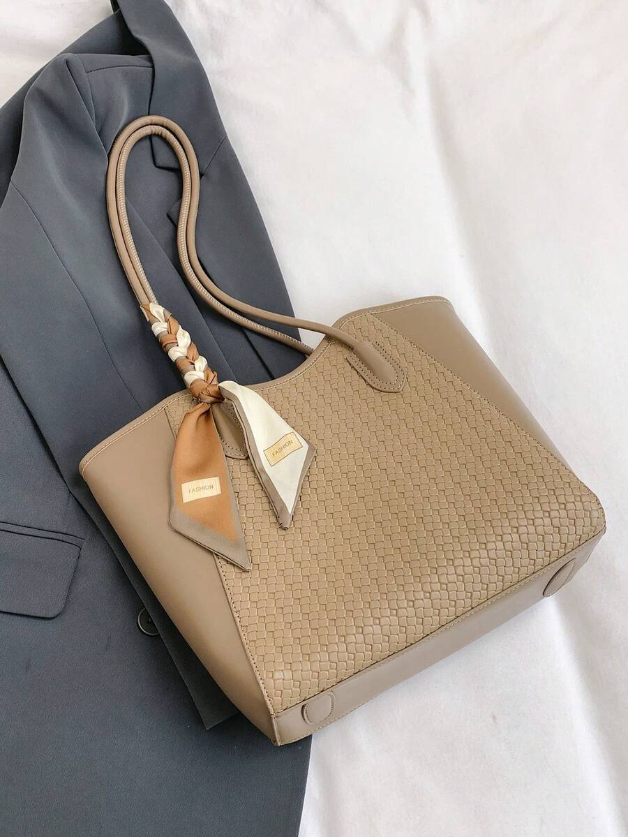 Elegant & Fashionable Tote Shoulder Bag, Crocodile Embossed Charm, Spacious Office/Business Tote, Coffee Color , Office Bag