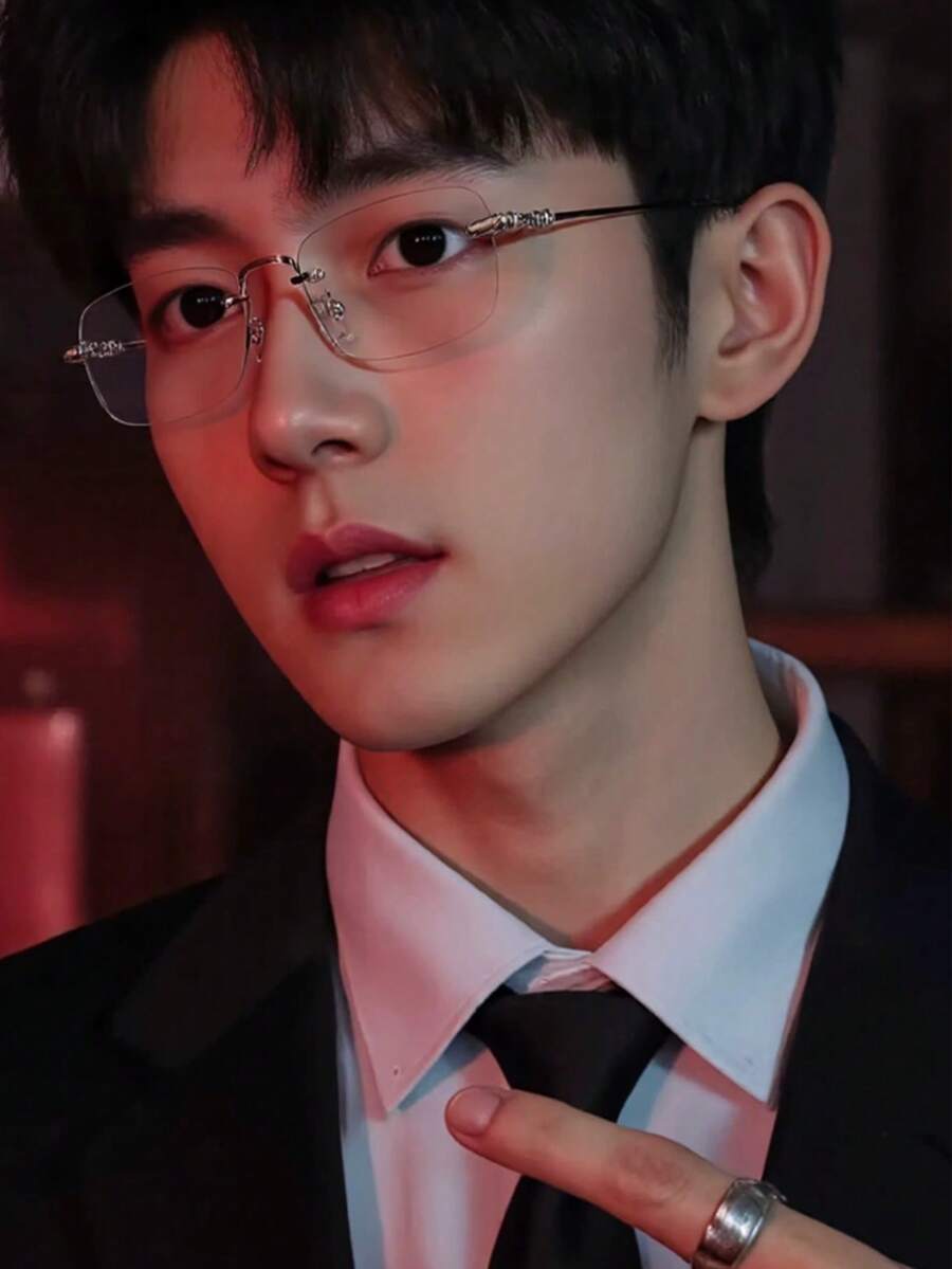 1pc Classic Fashionable Elegant Rimless Metal Eyeglasses