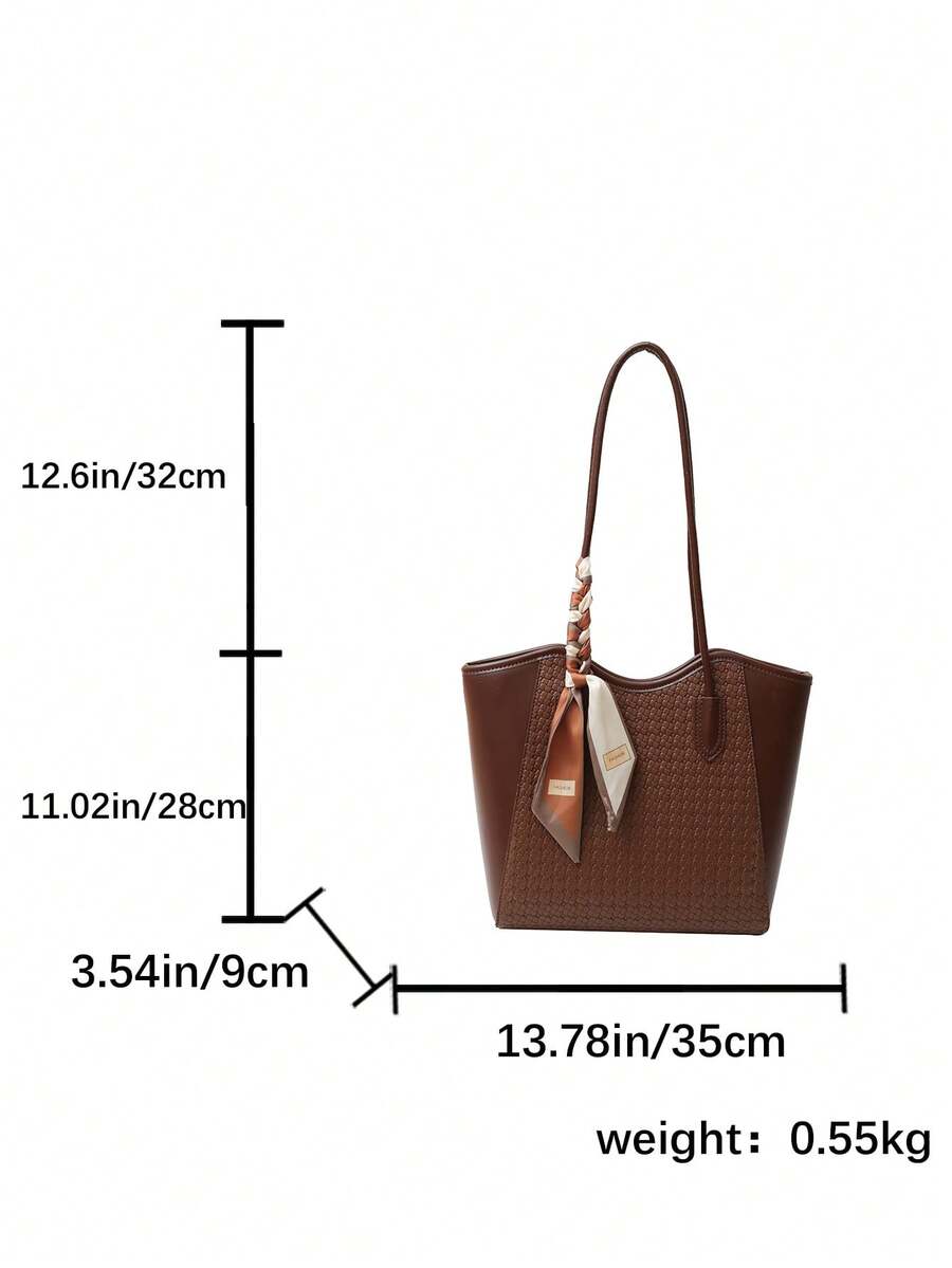 Elegant & Fashionable Tote Shoulder Bag, Crocodile Embossed Charm, Spacious Office/Business Tote, Coffee Color , Office Bag