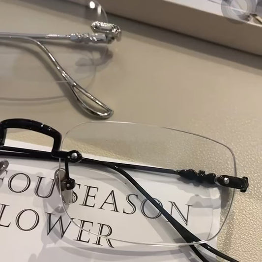 1pc Classic Fashionable Elegant Rimless Metal Eyeglasses